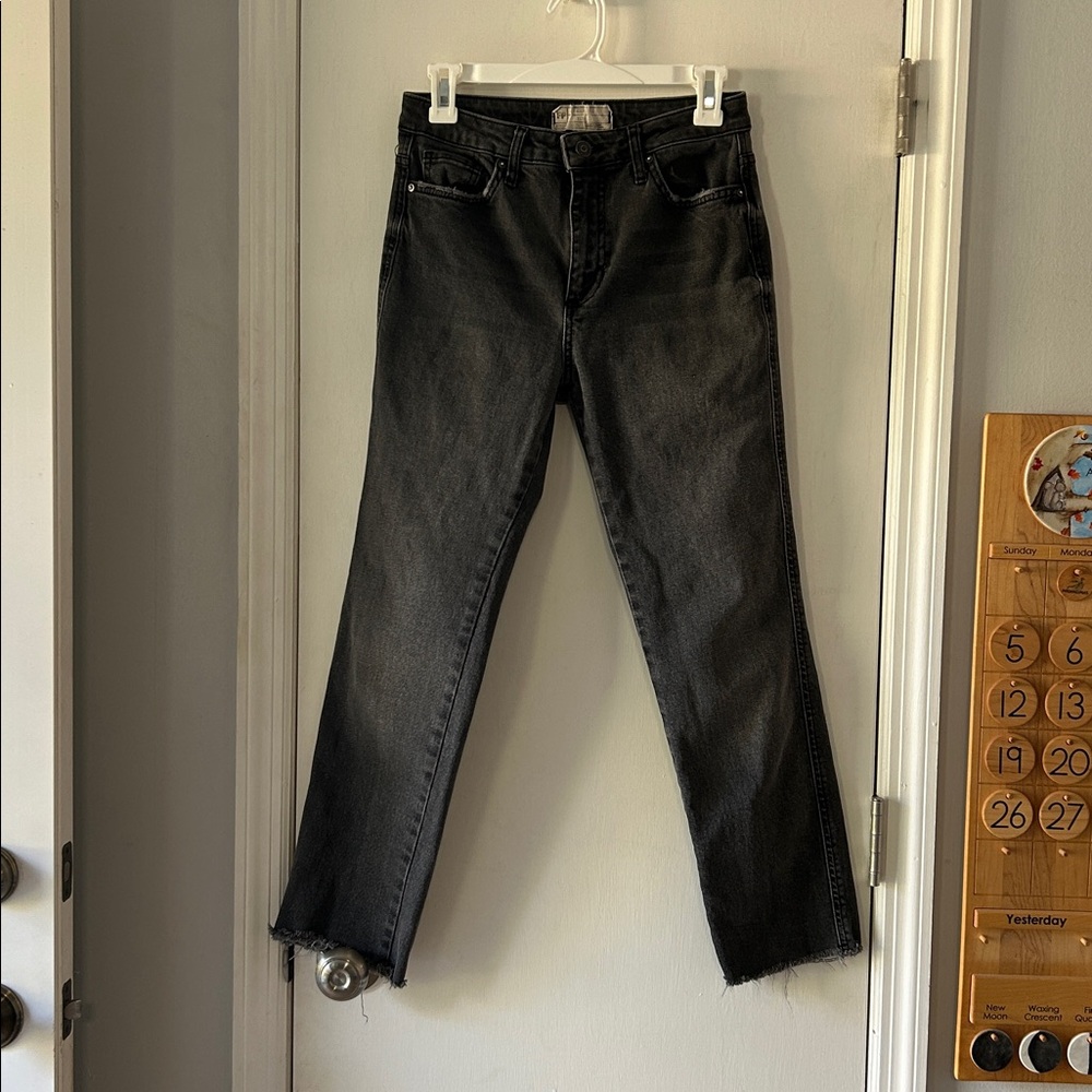 Free people black raw hem jeans 27